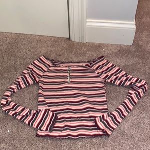 Justice Girls' Size 12 Zip Top Colorful Striped Shirt